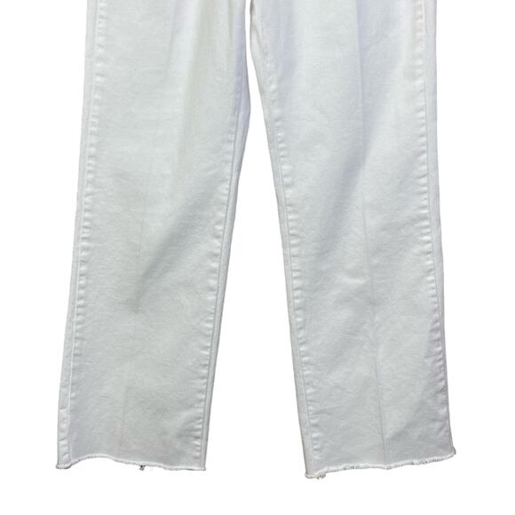 ZARA Womens Size 0 White Wide leg Jeans Mid-Rise Loose Fit Summer Raw Hem Denim - Picture 7 of 9